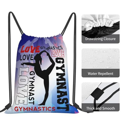 Gymnastics Drawstring Backpack Light Gym String Bag Pink Water Resistant Sackpack Sport Yoga Daypack For Womens Mens - color: Gymnastics10