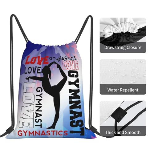Gymnastics Drawstring Backpack Light Gym String Bag Pink Water Resistant Sackpack Sport Yoga Daypack For Womens Mens - color: Gymnastics10