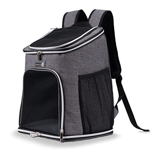 BAGLHER Cat Backpack Carrier, Mesh Pet Cat Carrier for Medium Small Dog Cat Puppy Kitten Bunny up to 18lbs, Dog Travel Backpack for Picnic Hiking Walking Cycling,Grey - color: Grey, size: Non-Expandable