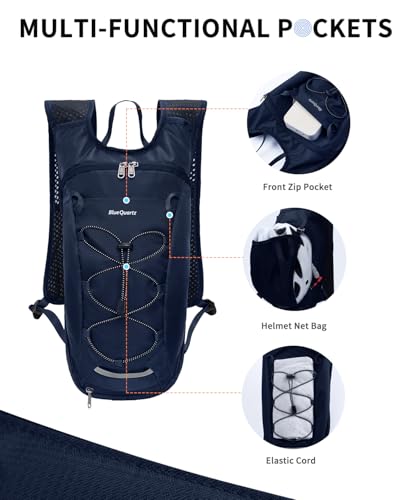 Blue Quartz Hydration Backpack with 2L Water Bladder, Hiking Water Pack with Insulated Compartment for Women Men, Lightweight Cycling Daypack with Phone Pocket, Hydration Pack for Running,Biking - color: Navy Blue