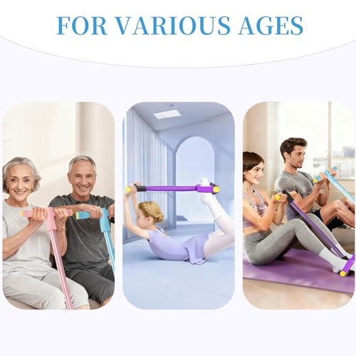 Pedal Resistance Bands with Handles, Upgrade 6-Tubes Elastic Bands for Exercise, Natural Rubber Foot Pedal Resistance Bands, Multifunction Fitness Bands for Abdomen, Waist, Arm, Leg, Pilates - color: Blue