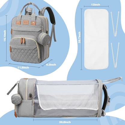 JSTPRO Diaper Bag Backpack, Large Diaper Bag with Changing Station, Baby Bag, New Mom Gifts, Lightweight Waterproof Unisex Diaper Bag with Insulated Pockets and USB Charging Port, Grey - color: Grey