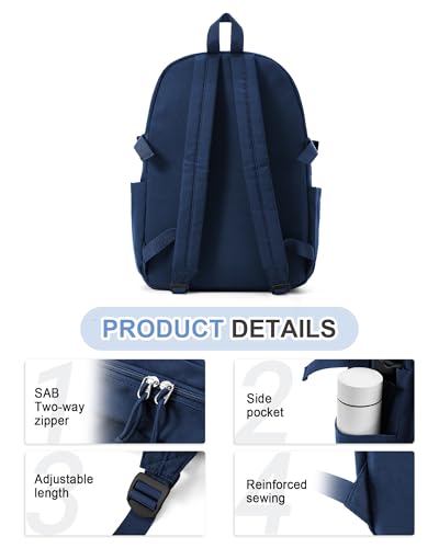 Aesthetic School Backpack for Women Men College Backpack With Lots Of Pockets Waterproof Travel Casual Daypack Cute Bookbag For Teens Girls Boys High School Bag(Blue) - color: B2-blue