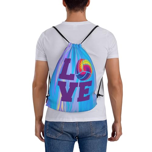 Love Volleyball Unisex Drawstring Backpack Bag Sport Gym Travel Swim Sackpack - color: Love Volleyball6