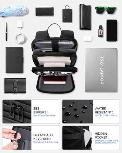 Fenree.geer Slim Laptop Backpack for Men with USB Port, Fits 15.6 Inch | Lightweight Business Backpack, Anti Theft & Water Resistant College Commuter Backpacks for Daily Office Work, Black - style: Slim Backpack