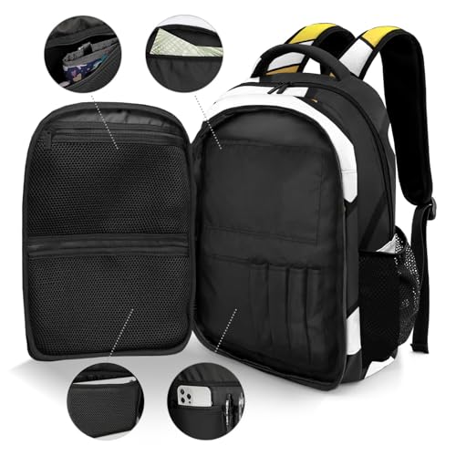 Volleyball Yellow Black Shoulder Backpack Bag for Sports Travelling Hiking Camping - color: Muilti 2