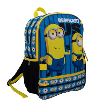 AI ACCESSORY INNOVATIONS Despicable Me Minions 4 Piece Backpack Set for Boys & Girls, Featuring Minions Stuart & Kevin, Kids School Bag, Blue - color: Minions