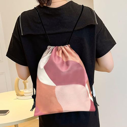 Drawstring Backpack Draw String Bag Sports Gym Bags Waterproof Cute Aesthetic Sackpack for Unisex Women Sports Beach Travel(13"×17")-Pink - color: Z10-pink