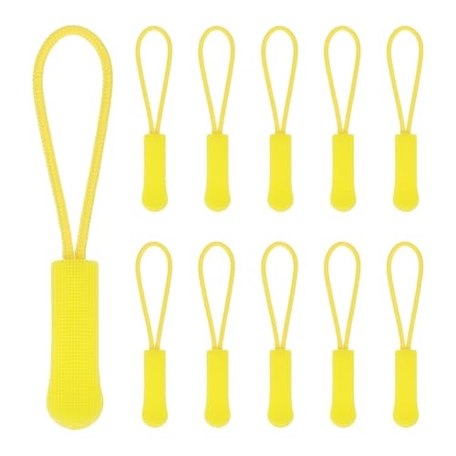 PATIKIL 2.6 Inch Zipper Pulls Replacement, 100 Pcs Nylon Cord Extension Zipper Pull Tab Tags for Handbag Backpacks Jackets Luggage Purses, Yellow - color: Yellow