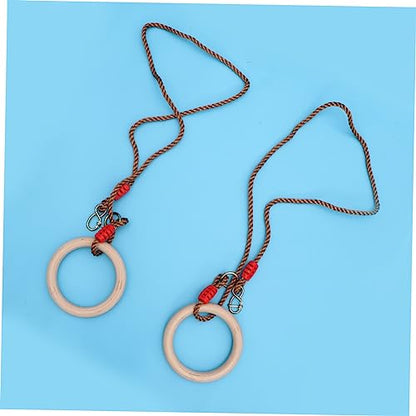 VANZACK 1pair Wooden Gymnastic Fitness Rings Boys and Girls Adults Exercise Equipment Pp Rope Indoor Pull-up Push-up Dip Training Ring