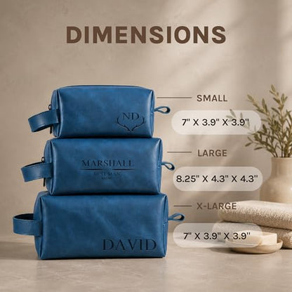 Motiwear Custom Leather Toiletry Bag for Men Personalized Dopp Kit Travel Grooming Organizer Gift for Him Stylish - Blue - color: Blue