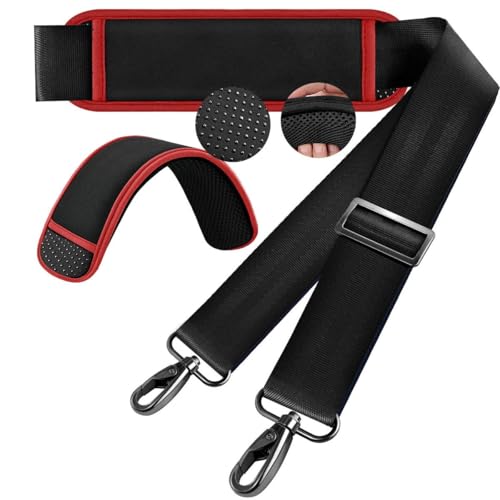 60" Shoulder Strap with Adjustable Thick Removable Pad and Metal Swivel Hooks Fit Laptop Crossbody Bag,Briefcase Duffel Bags - color: Black Red Edge