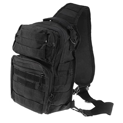 Outdoor Oxford Molle Sling Backpack for Trekking & Travel, Chest Pack Bag for Climbing & Camping - Black