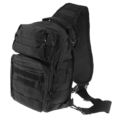 Outdoor Oxford Molle Sling Backpack for Trekking & Travel, Chest Pack Bag for Climbing & Camping - Black
