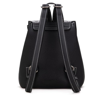 Montana West Black Leopard Print Small Backpack Purse for Women Vegan Leather Mini Womens Backpack Cute Convertible Shoulder Bag - color: Black Leopard Print