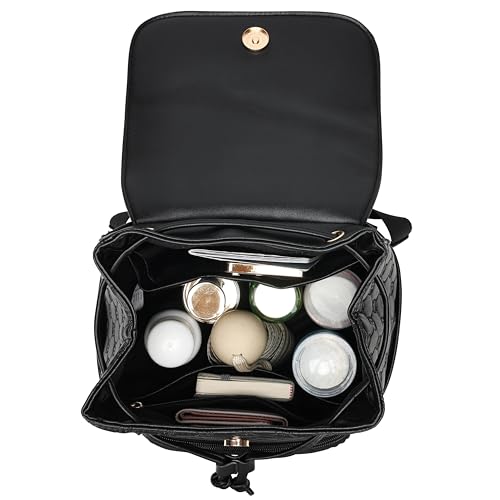 ELLE Compass 10L Vegan Leather Monogram Mini Backpack | Black - color: Black