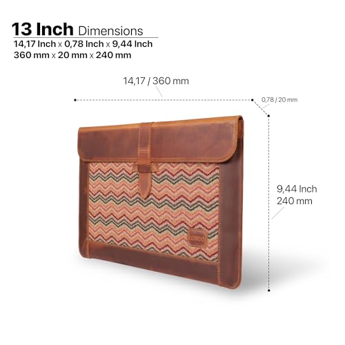 Londo Leather Sleeve Compatible with MacBook Pro 14 & Air 13-13.3 Inch (M5, M4, M3, M2, M1, Pro, Max) & iPad Pro 12.9, Premium Top Grain Leather Laptop Bag, 2020 to 2026 Models - color: Camel, size: 13-14 inches