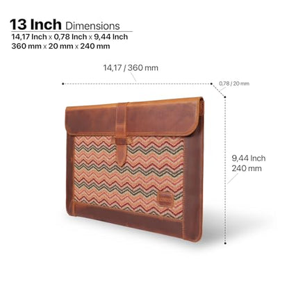 Londo Leather Sleeve Compatible with MacBook Pro 14 & Air 13-13.3 Inch (M5, M4, M3, M2, M1, Pro, Max) & iPad Pro 12.9, Premium Top Grain Leather Laptop Bag, 2020 to 2026 Models - color: Camel, size: 13-14 inches