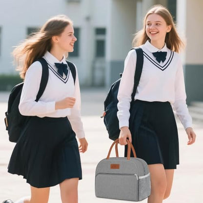 Coobiiya Lunch Bag Lunch Box for Women Men,Small Leak-proof Cute Lunch Tote Large Capacity Reusable Insulated Cooler Lunch Container for Work/Office/Picnic/Beach，Grey - color: Gray