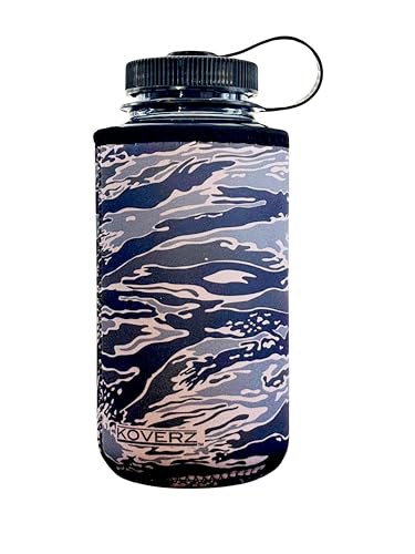 Water Bottle Sleeve, Neoprene Insulated Bottle Sleeve, Fits 32-40 Oz. Water Bottle, Washable and Reusable, XL Size, Gray Waves - color: Gray Waves Camo, size: XL 32-40oz