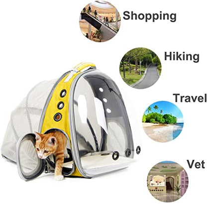 Back Extension Cat Travel Carrier Backpack (Yellow, Clear Window) - color: Yellow