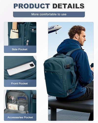 VGCUB Vacuum Backpack Travel with Pump, 40L Carry On Travel Backpack Flight Approved TSA, Vacuum Seal Compression Bags for Clothing, Waterproof Personal Item Bag for Women Men Peacock Blue - color: A-peacock Blue With Vacuum Bag