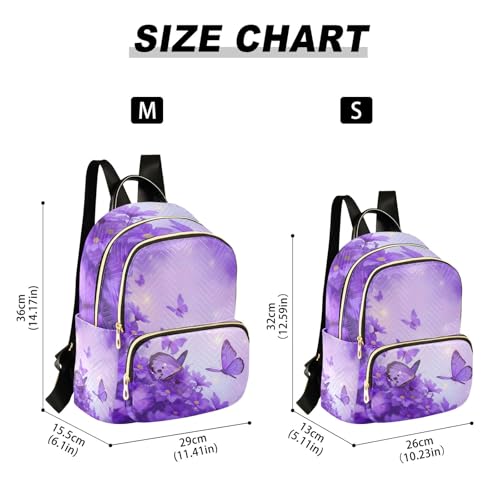 ALAZA Mini Backpack Purse for Women Lightweight Girls Small Size Butterfly Purple Flower School Teens College Traveling - color: Butterfly Purple Flower, size: Small