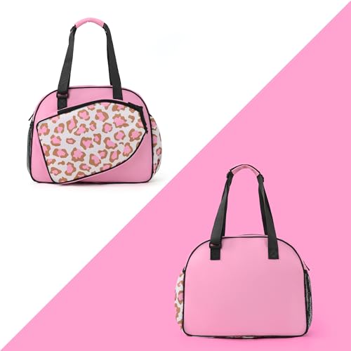 Boulder Bee Pickleball Tote Bag for Women with Paddle Holder - color: Pink leopard