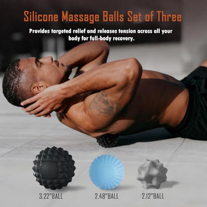 3-Piece Silicone Massage Ball Set for Deep Tissue and Trigger Points - Lacrosse Massage Balls for Myofascial Release, Muscle Knots & Plantar Fasciitis (Silicone Muscle Relief Set) - style: Silicone Muscle Relief Set