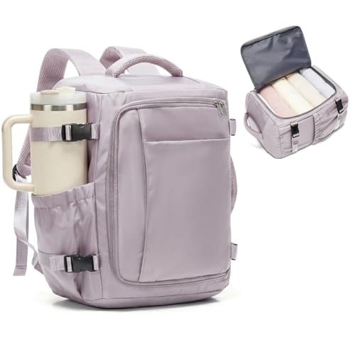suwasp Travel Backpack for Women Men,Ryanair Backpack 40x30x20CM Airline Approved Personal Item Travel Bag, Carry On Backpack Fits 14 Inch Laptop, 180° Opening, Fits Flight Underseat, Light Purple - color: Light Purple