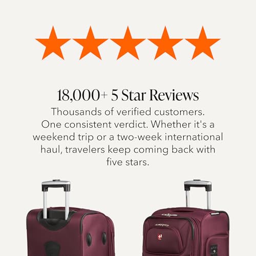 SWISSGEAR Sion Softside Expandable Spinner Luggage Durable Lightweight Travel Suitcase, Merlot, 3-Piece Set (Carry-On/Medium/Large) - color: Merlot, size: 3-Piece Set (Carry-On/Medium/Large)