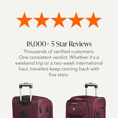 SWISSGEAR Sion Softside Expandable Spinner Luggage Durable Lightweight Travel Suitcase, Merlot, 3-Piece Set (Carry-On/Medium/Large) - color: Merlot, size: 3-Piece Set (Carry-On/Medium/Large)