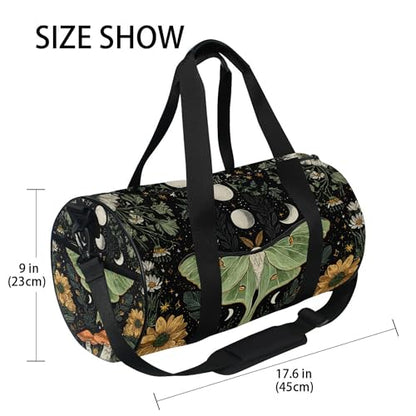 MNSRUU Sports Duffel Bags, Green Moth Athletic Gym Bag Overnight Workout Travel Tote Luggage for Men Women Yoga - color: Moths I18601