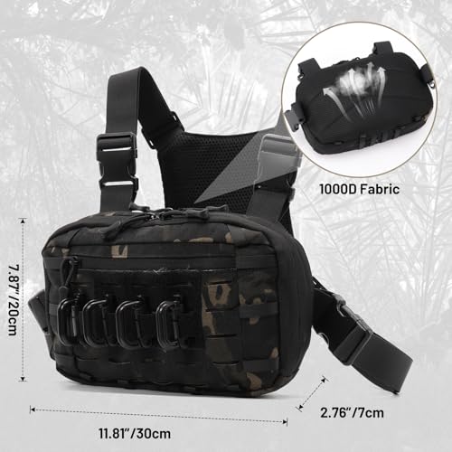 Tactical EDC Chest Bag Utility Molle Chest Rig Pouch with CCW Compartment Adjustable Strap Outdoor Chest Pack - color: Camo Black