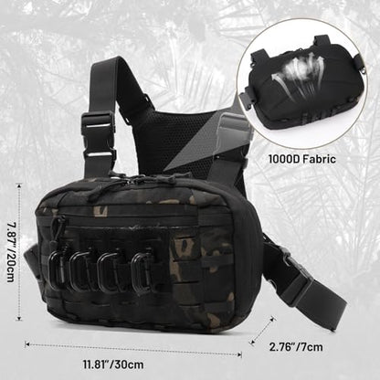 Tactical EDC Chest Bag Utility Molle Chest Rig Pouch with CCW Compartment Adjustable Strap Outdoor Chest Pack - color: Camo Black