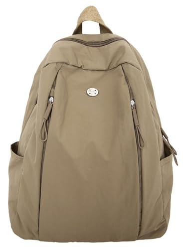 Nylon Backpack for Women Men, Waterproof Travel Backpack Purse Casual Daypack, Gym School Backpack for Daily Cycling (Khaki) - color: Khaki