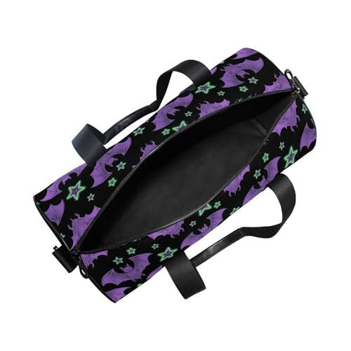 MNSRUU Sports Duffel Bags, Purple Bat Star Athletic Gym Bag Overnight Workout Travel Tote Luggage for Men Women Yoga - color: Bat A18624
