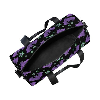 MNSRUU Sports Duffel Bags, Purple Bat Star Athletic Gym Bag Overnight Workout Travel Tote Luggage for Men Women Yoga - color: Bat A18624