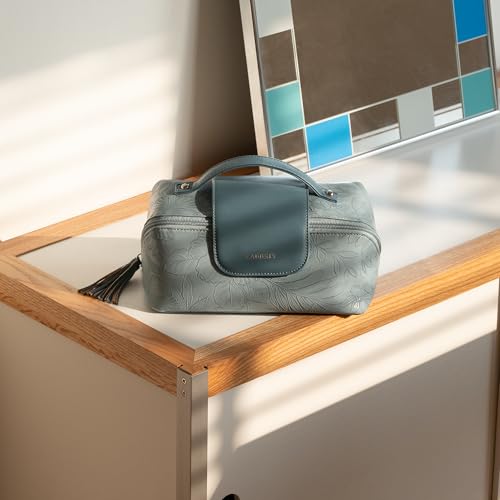 Cabbrix Travel Makeup Bag, Extra Large Capacity 3 Pcs Set Cosmetic Bag for Women, Waterproof PU Leather, Flat Open Portable Toiletry Bag for Skincare, Brushes & Travel Essentials (Blue) - color: Blue