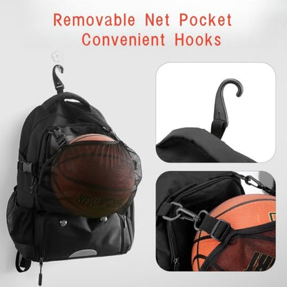 Soccer Bags with Ball Holder and Shoe Compartment Soccer Backpack with Reflective Strips Large Basketball Backpack - color: Rose