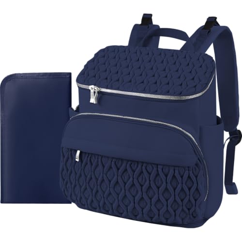 Baby Diaper Bag, Multi-Function Baby Bag for Mom Dad, Diaper Backpack with Changing Pad Stylish Pañaleras para Bebe Stroller Straps, Newborn Baby Essentials Must Haves for Women Navy blue