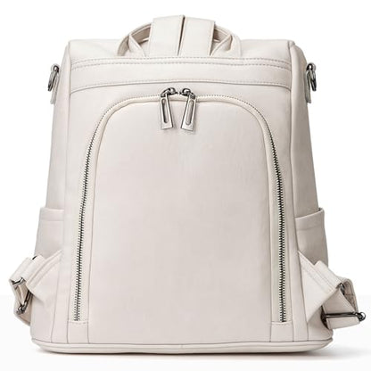 molshine Backpack,Fashion Casual Travel PU Leather Daypack Bag Shoulder Rucksack Handbags for Women HB041 - color: Beige