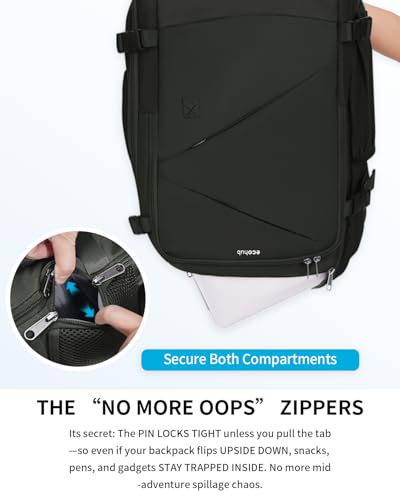ECOHUB 17" Small Unisex Travel Backpack United Airlines Approved 17x10x9 Friendly Suitcase Anti-Theft Lockable Zippers Style Personal Item Bag Travel Essentials with 12 Pockets Water Resistant, Green - color: Green, size: 17 inch underseat