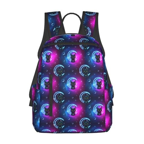 Compact Urban Commute Backpack Space Black Cat, Slim Fit Laptop Daypack for Office Business Casual Daily Wear Men Women - color: Picture (223)
