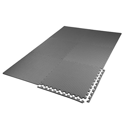 Xspec 3/8" Thick 100 sq. ft. (25 pcs) Gym EVA Foam Floor Mats (24" x 24") | Steel Pattern, Grey - style: Steel Pattern-Grey