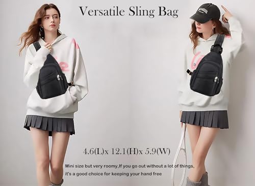 Xsecnua Small Crossbody Bag Convertible Mini Backpack for Women, Cross Body Sling Bag Sling Backpack for Travel Daypack - color: Dark Black