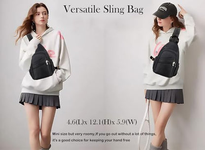 Xsecnua Small Crossbody Bag Convertible Mini Backpack for Women, Cross Body Sling Bag Sling Backpack for Travel Daypack - color: Dark Black