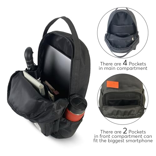 Xach Casual and Affordable Backpack - Lightweight 20 liters capacity with 17” Laptop Sleeve, Unique Note Pad Design, Luggage Sleeve - (Black) - color: Black