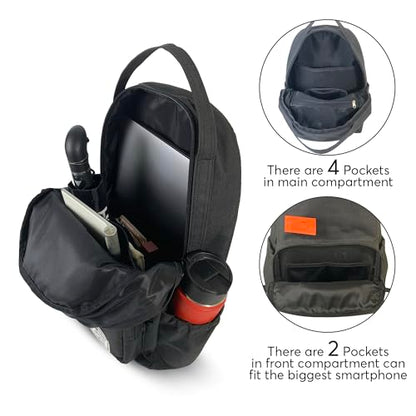Xach Casual and Affordable Backpack - Lightweight 20 liters capacity with 17” Laptop Sleeve, Unique Note Pad Design, Luggage Sleeve - (Black) - color: Black