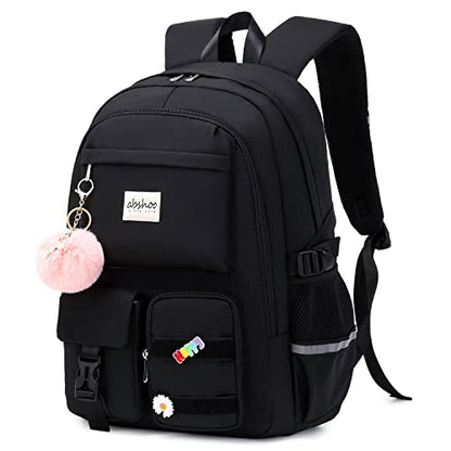 abshoo Big Student Laptop Backpack For College Women Middle High School Teen Girls Bookbag Travel Daypack (Black) | For College - color: Black